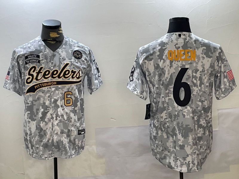Men Pittsburgh Steelers #6 Queen Nike Arctic Camo 2024 Salute to Service Limited NFL Jersey style 4->pittsburgh steelers->NFL Jersey